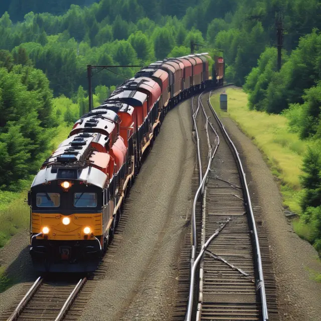 A train riding on a track lined with regulatory documents, ensuring fair practices for traditional common carriers