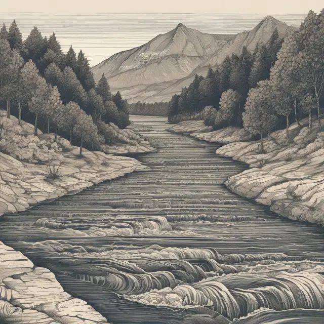Workers moving along a dynamic river, representing natural unemployment