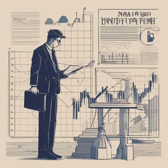 An investor weighing the effects of natural unemployment on their portfolio, surrounded by graphs of interest rates, inflation, and asset performance