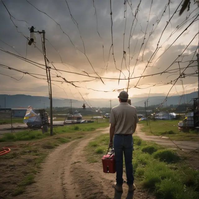 A technological wave shaping the labor market, with workers drifting as leaves among industries, symbolizing natural unemployment and its effects on employment trends.