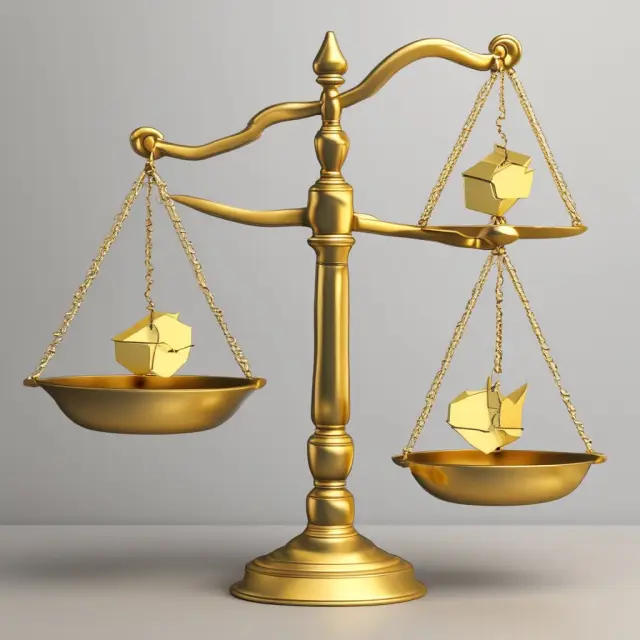 A golden scale with NAV representing tangible assets on one side, and equity symbolizing both tangible and intangible assets on the other side.