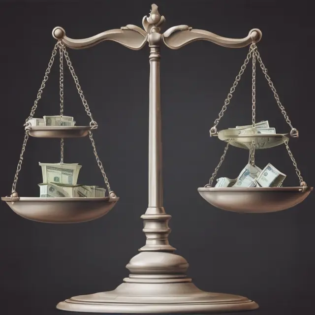Image of a balance scale showing the calculation of a mutual fund