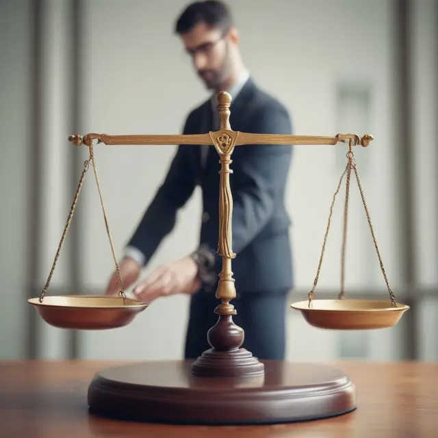 Manager weighing mutual fund NAVs for comparison on a balance scale