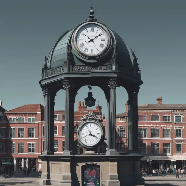 A clock tower symbolizes trading hours, while a digital globe represents Net Asset Value (NAV) in mutual fund investing