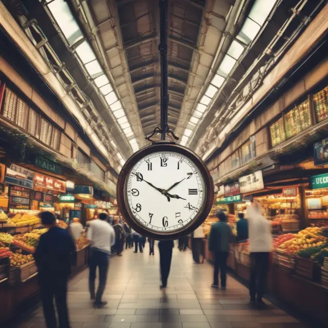 Clock striking six with mutual funds and markets in background, representing daily NAVPS declaration