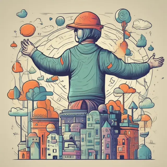 A trendsetter NBBO figure balancing on a tightrope, representing the future challenges of adapting to technological advancements and regulatory changes in securities trading.