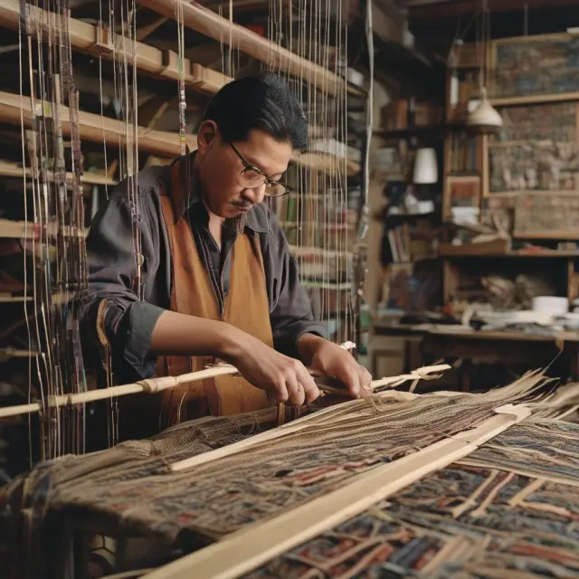 Researchers at NBER collaboratively creating an intricate tapestry symbolizing their contributions to advancing economic knowledge