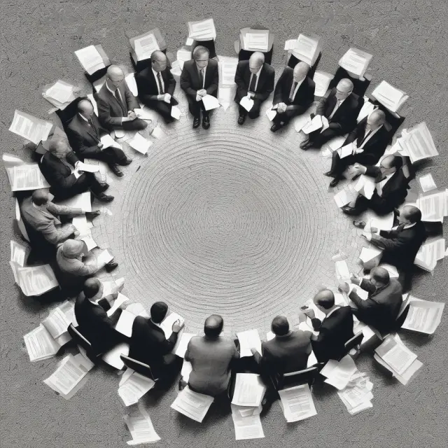 Economists collaborating around a table filled with NBER working papers, driving academic discourse and policy discussions