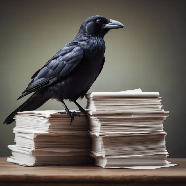 A crow sits atop documents symbolizing the Notice of Intention for a Normal Course Issuer Bid.