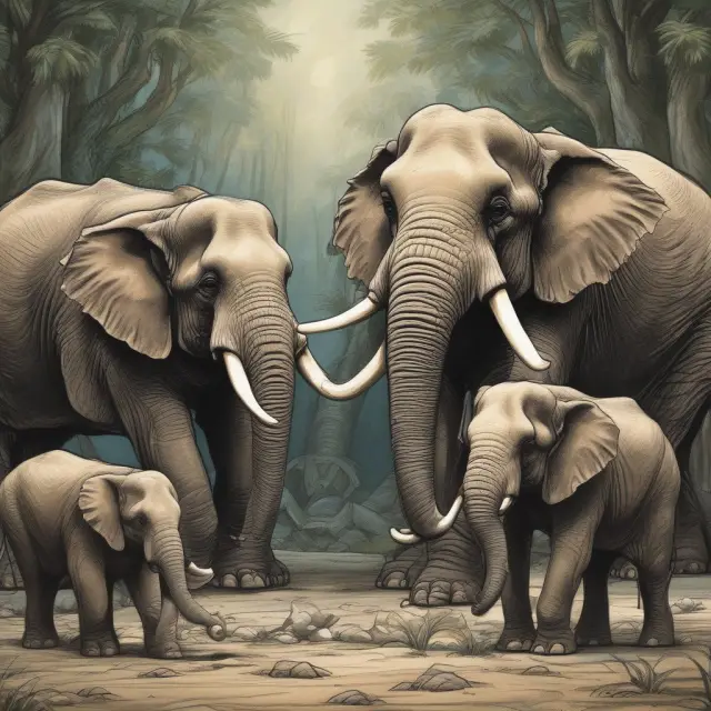 Two elephants representing NCUA and FDIC standing guard over a treasure chest filled with stacked gold coins, emphasizing their deposit insurance functions.