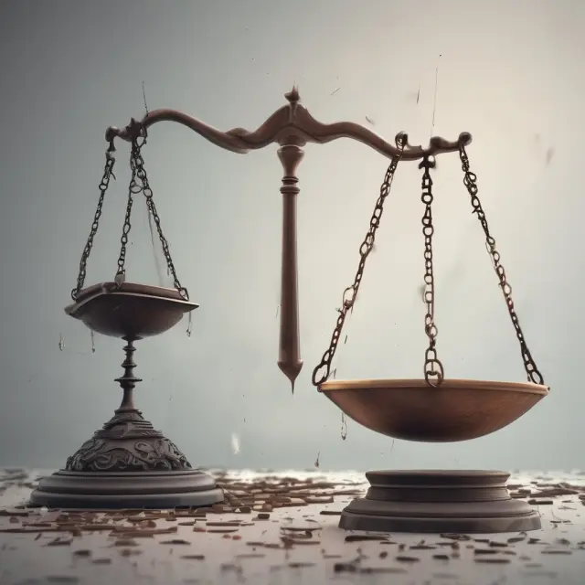Image of justice scales tipping towards an NDA document with a broken seal, emphasizing the potential legal ramifications.