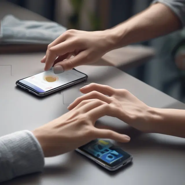 Two hands tapping NFC devices to share information, symbolizing convenience, security, and connection