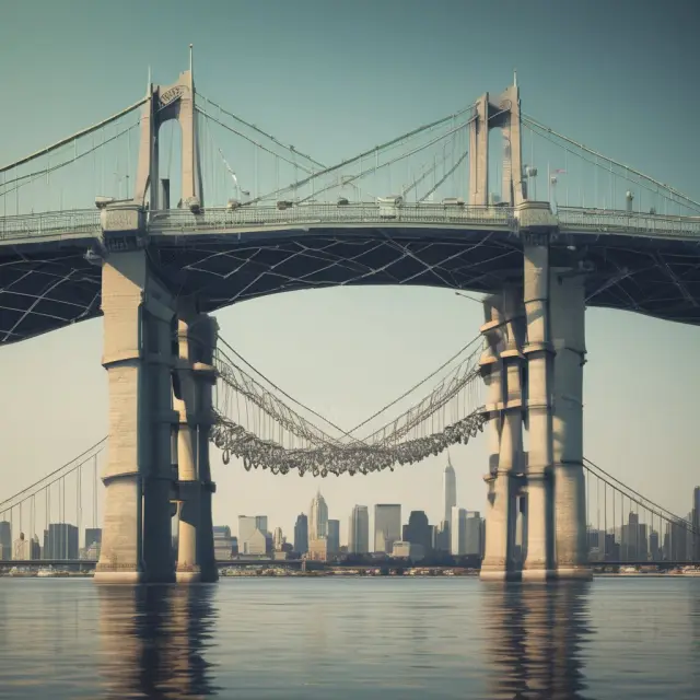 Bridge made of near money assets (savings accounts, CDs, money market funds) connecting two sides representing cash and investments