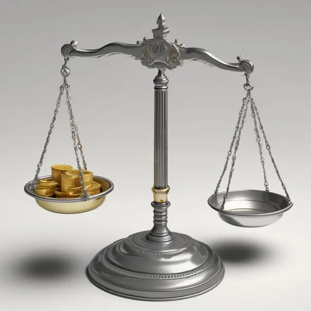 Golden scales balance with coins close to bullion - representing near-the-money options