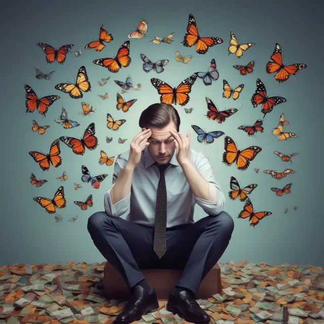 An option trader examines near-the-money call and put butterfly options on a table, illustrating the potential growth and risks associated with these investments
