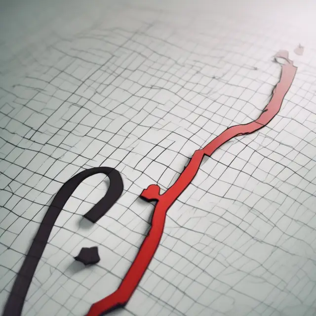 Question mark above a neckline line on a financial chart, symbolizing frequently asked questions related to support/resistance levels and trend reversals