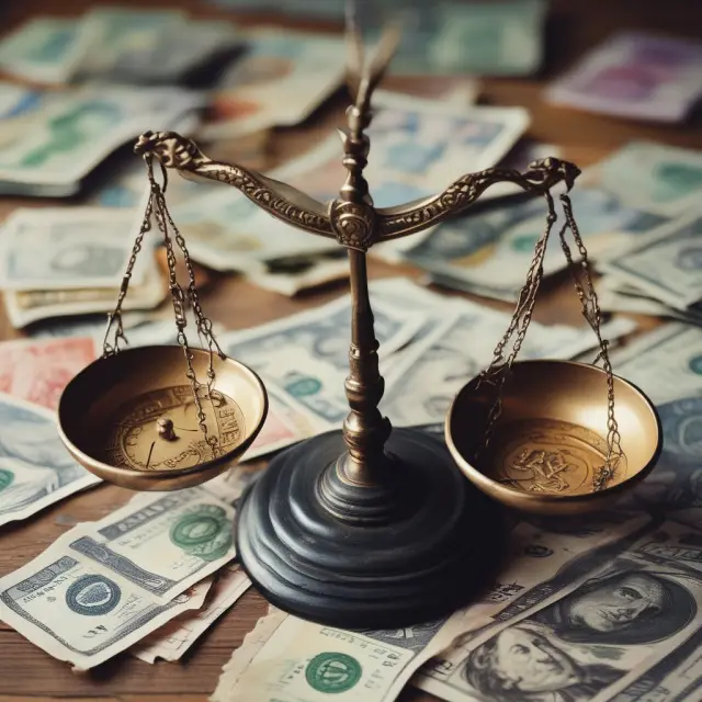Scales with various currencies symbolizing international trade partners