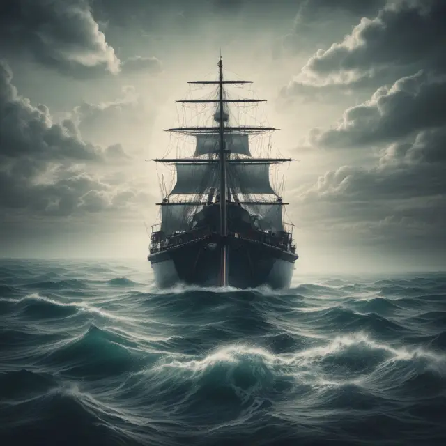 A ship sailing smoothly on calm waters, representing the time and cost savings achieved through the use of negative confirmations in financial services communication