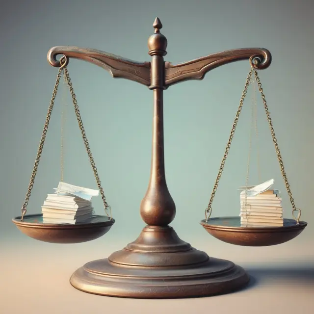Scales representing balanced financial communication with positive and negative confirmations