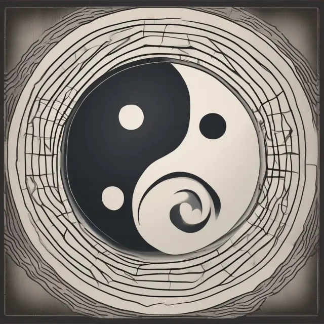 Assets with negative correlation arranged in a yin-yang symbol, illustrating their contrasting but complementary roles in diversified portfolios