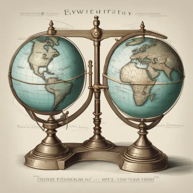 Global map depicting balanced investments on opposing hemispheres to illustrate real estate portfolio diversification and negative correlation