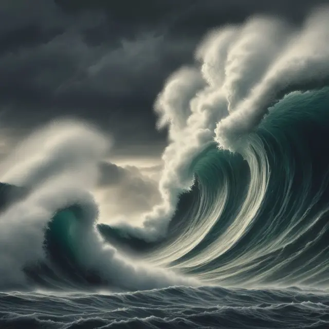Shareholders wading through turbulent waters, with a negative gap illustrating financial institution