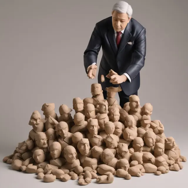 A central banker using negative interest rates to revive clay figures of deflation and create economic growth
