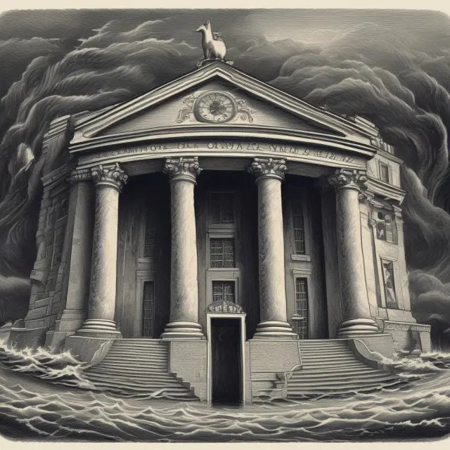 Central bank as a calming lighthouse amidst turbulent waters, implementing negative interest rates that commercial banks are reluctant to pass on