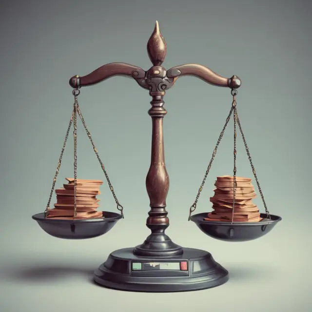 A set of scales with negative returns weighing down the other side, signifying financial losses in business.