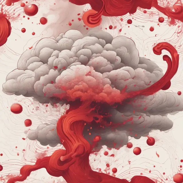 An economic storm cloud releasing red ink droplets, representing negative returns caused by market conditions or business decisions.