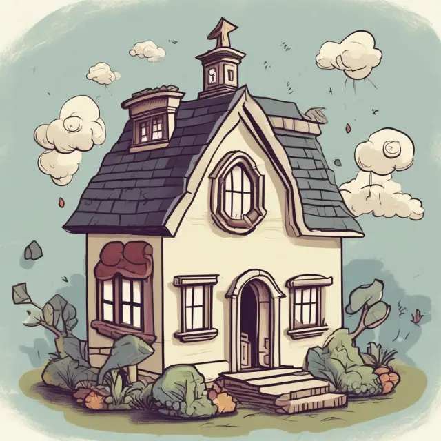 An illustration of a mortgage with a time bomb symbol representing escalating interest rates, causing a growing loan principal