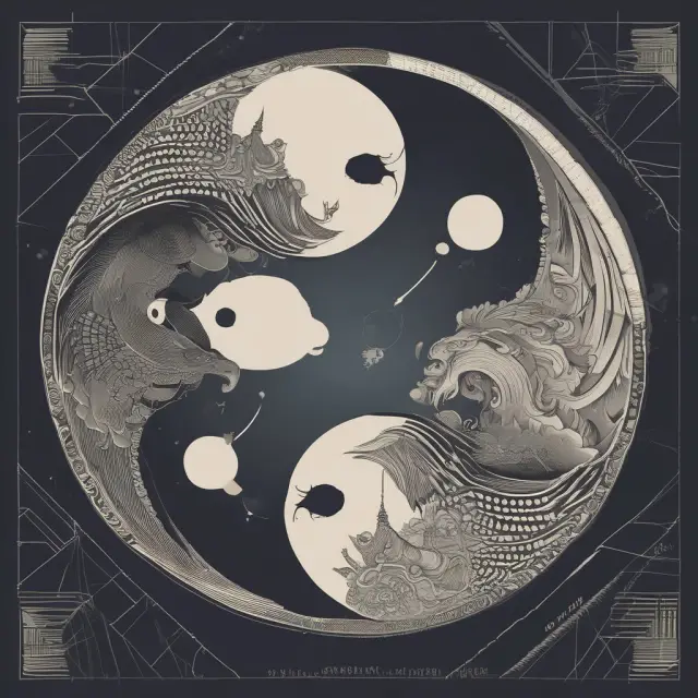Yin-yang symbolizing interest rates balancing high- and low-yielding currencies for negative carry investments in forex markets
