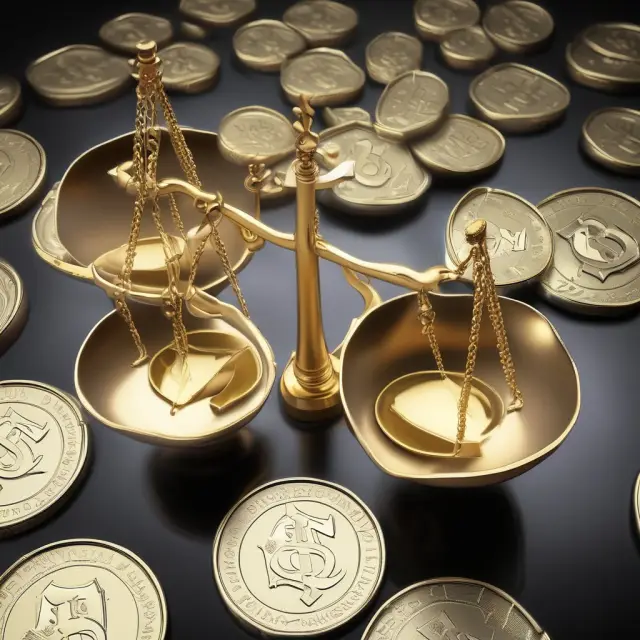 Golden scale tips balance losses from hourglass and potential future gains symbolizing negative carry in investments