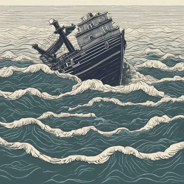 A visualization of negative equity through the metaphor of a sinking ship burdened by a mortgage.