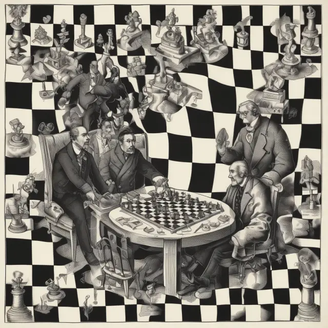Traders negotiating negotiable instruments (time drafts and sight drafts) on a global chessboard, symbolizing international trade transactions.