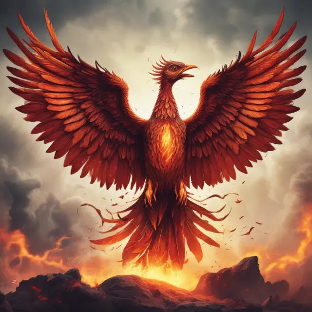 A phoenix emerging from flames represents the Indian securities market