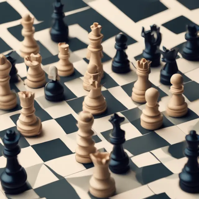 A meticulously arranged chessboard depicting various charts symbolizing data points during a negotiation