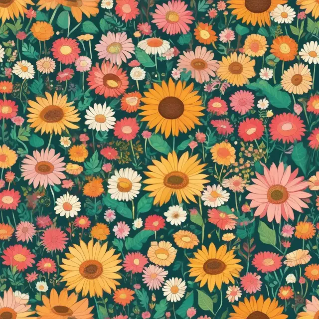 A beautiful garden filled with various flowering plants representing different personality types, flourishing under the bright sun that symbolizes successful negotiation