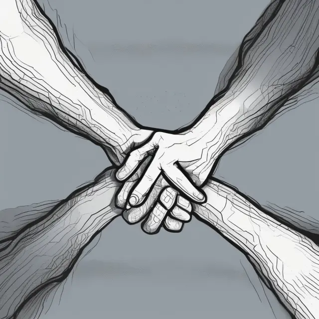 A pair of hands symbolically creating a bridge over emotional turbulence during successful negotiations