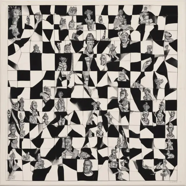 Nelson Peltz depicted as a figure straddling the activism and constructivism divide on a chessboard, symbolizing collaboration and influence in investment strategies.