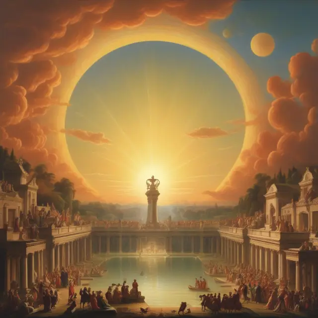 An image depicting neoclassical economics (a radiant sun) emerging, replacing classical economics (shadows).