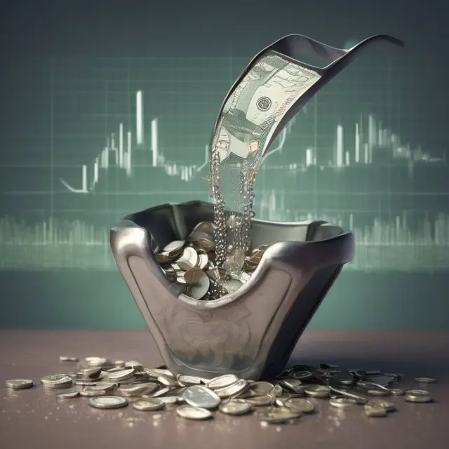Net cash flowing through a colander illustrates financial health trends and liquidity analysis