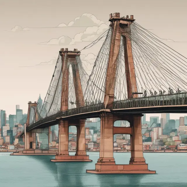 A bridge connecting various countries, with each country