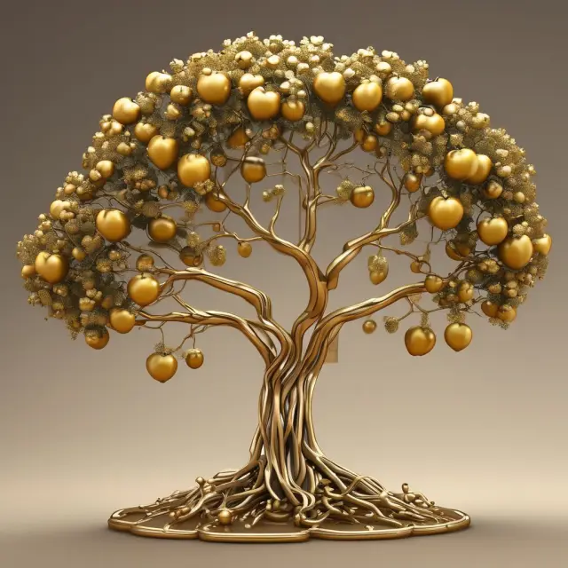 Golden fruit of Net Foreign Factor Income (NFFI) on a tree with branches symbolizing Gross National Product (GNP) and Gross Domestic Product (GDP).