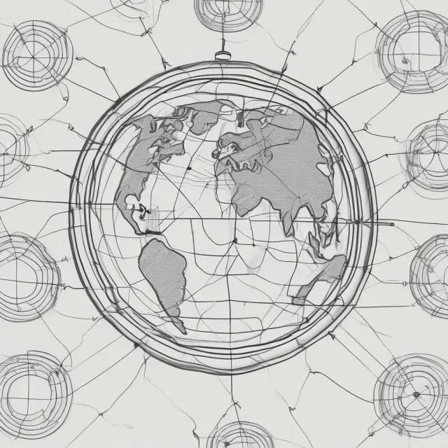 A globe illustrating international economic connections, with NFFI