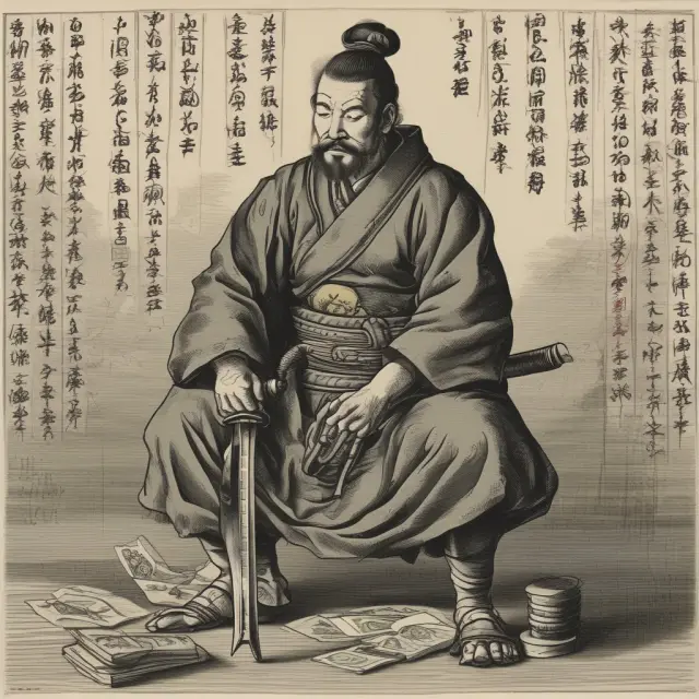 Samurai strategist assessing currency swords based on interest rate differences in a carry trade.