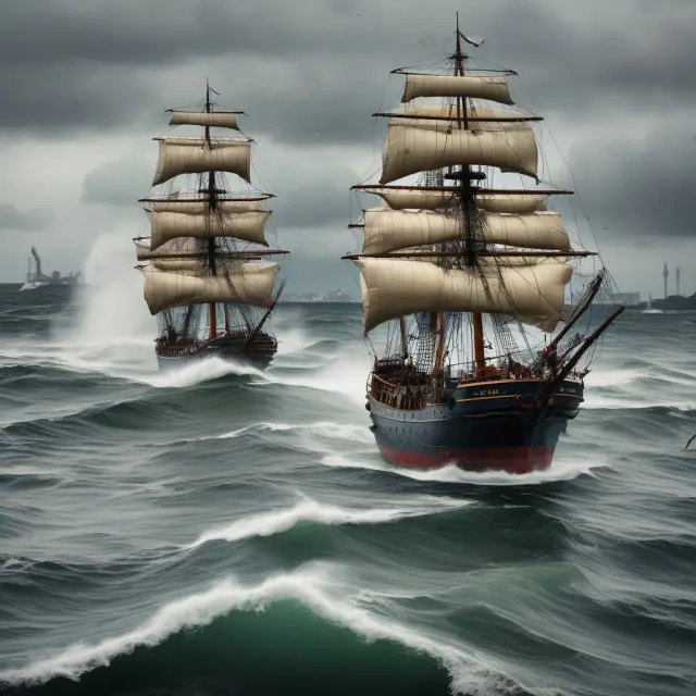 Visualization of NIRD in diverse market environments represented as a sailor braving stormy seas, with interest rate curves forming the waves.