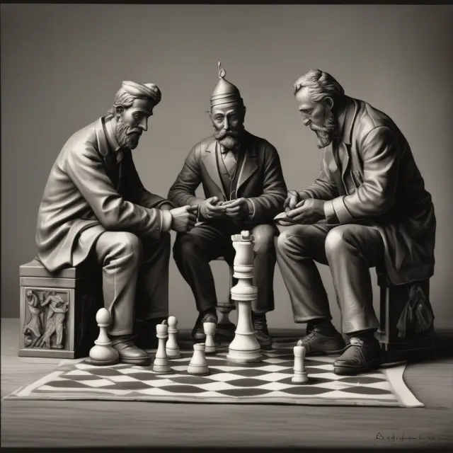A captivating chessboard populated by currency figures representing different interest rates, symbolizing Net Interest Rate Differential in carry trades.