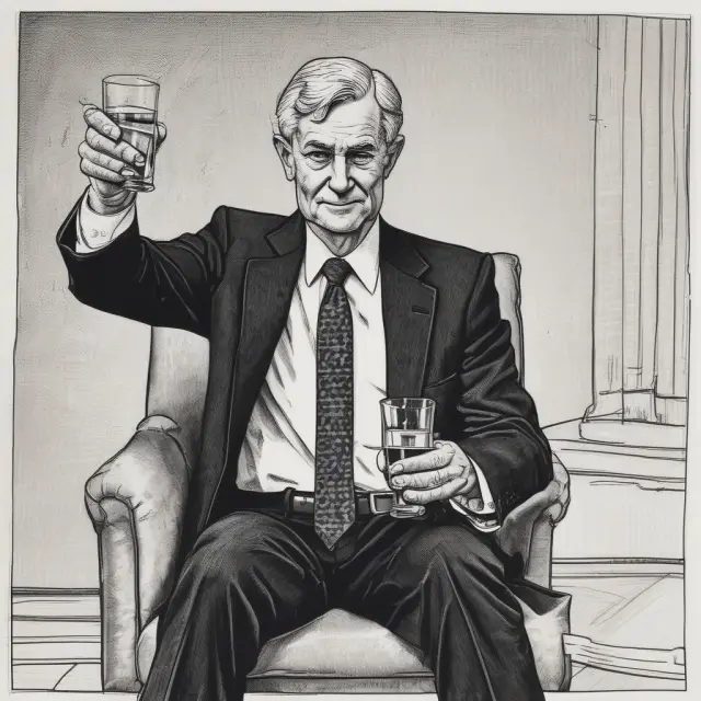 The Fed Chair adjusting the level of a glass of water symbolizes the federal funds rate