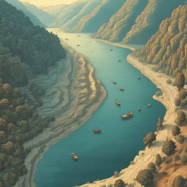 River representing net interest rate spread influencing various financial markets and sectors